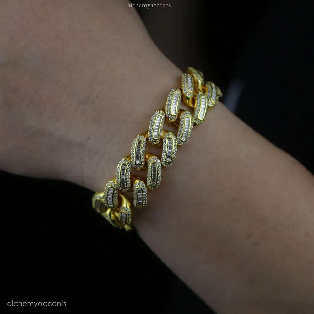 Elegant Gold-Plated Miami Cuban k Bracelet Featuring Sier VVS Moissanite Dias by Jasen