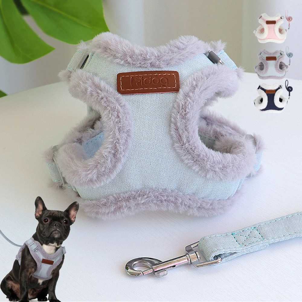 Warm Winter Dog Harness and Leash Set Soft Fur Padded Dogs Cat Vest Harness With Pet Lead Rope For Small Medium Large Dogs S-L J251110