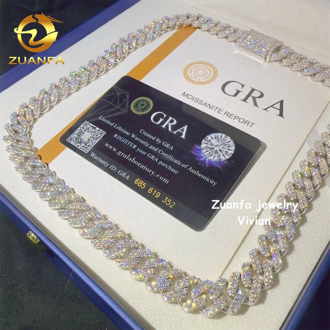 Buss Down Sterling Silver 925 VVS Moissanite Diamond Moissanite Hip Hop Jewelry 123MM Cuban Link Moissanite Necklace