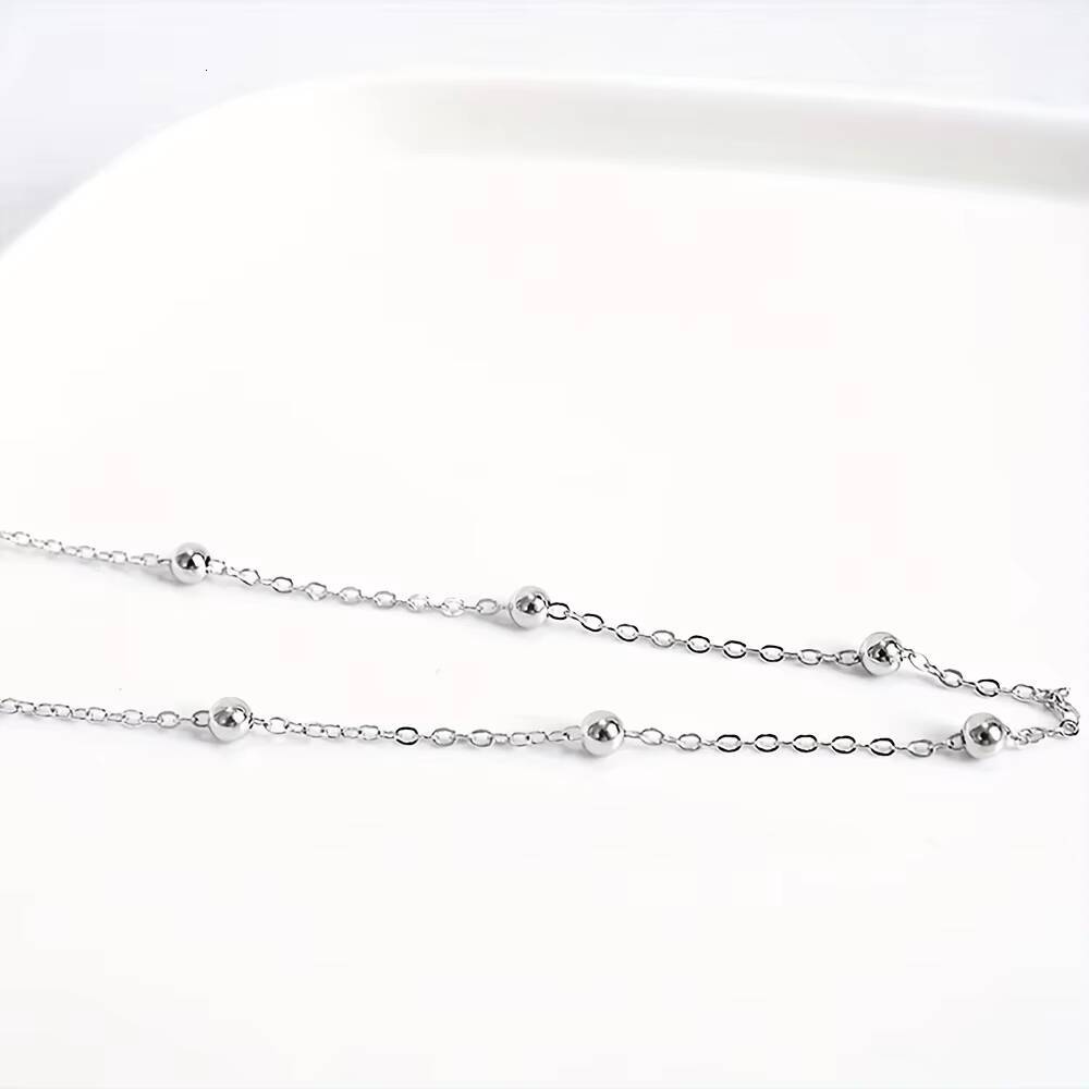 Fine Anklets 925 Sterling Silver Beads Chain Womens Anklet Bracelet Summer Jewelry