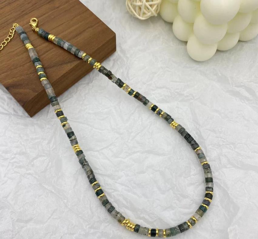 New fresh green gem beaded necklace Copper alloy Bigeville pendant adorn female girls' birthday gifts