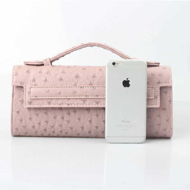 Alirattan New Ostrich Pattern Handbag for Women Fashion Design Embossed Ostrich Pattern Portable Clutch Bag Luxury Travel BagW251110