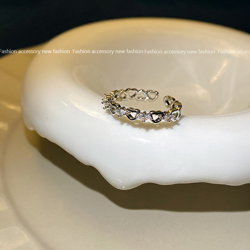 Fashion Ring Light Luxury Spicy Girl Ring Niche High-end Designer Ring Trendy Zircon Inlaid Diamond Index Finger Ring Simple Open Mouth Hand Accessory