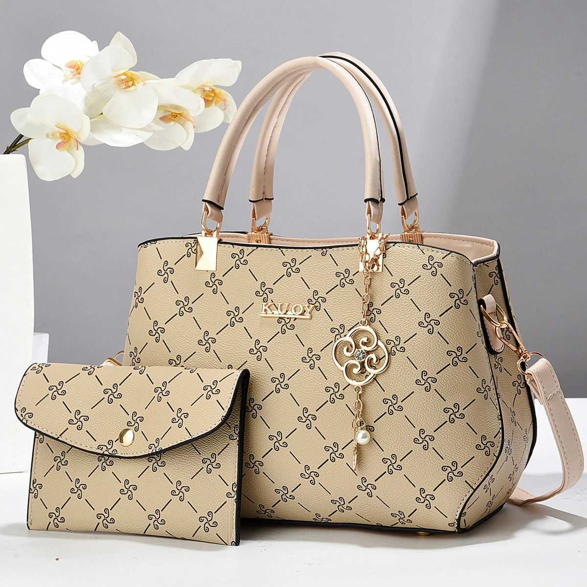 Elegant Print Tote Bag For Women PU Leather Shoulder And Crossbody Bag K251110