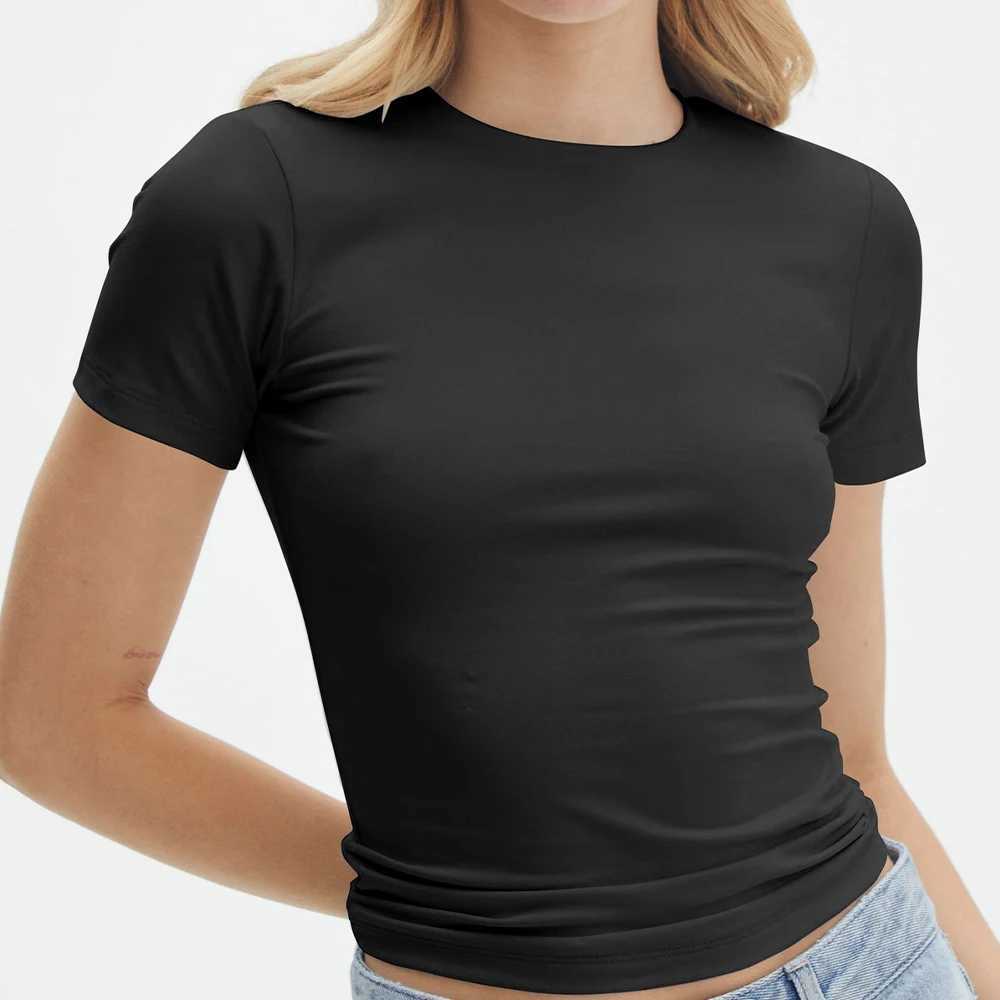 Womens fitness top O-neck yoga gym running Pilates sports T-shirt short sleeved casual breathable activity T-shirt high elasticityXJ250410