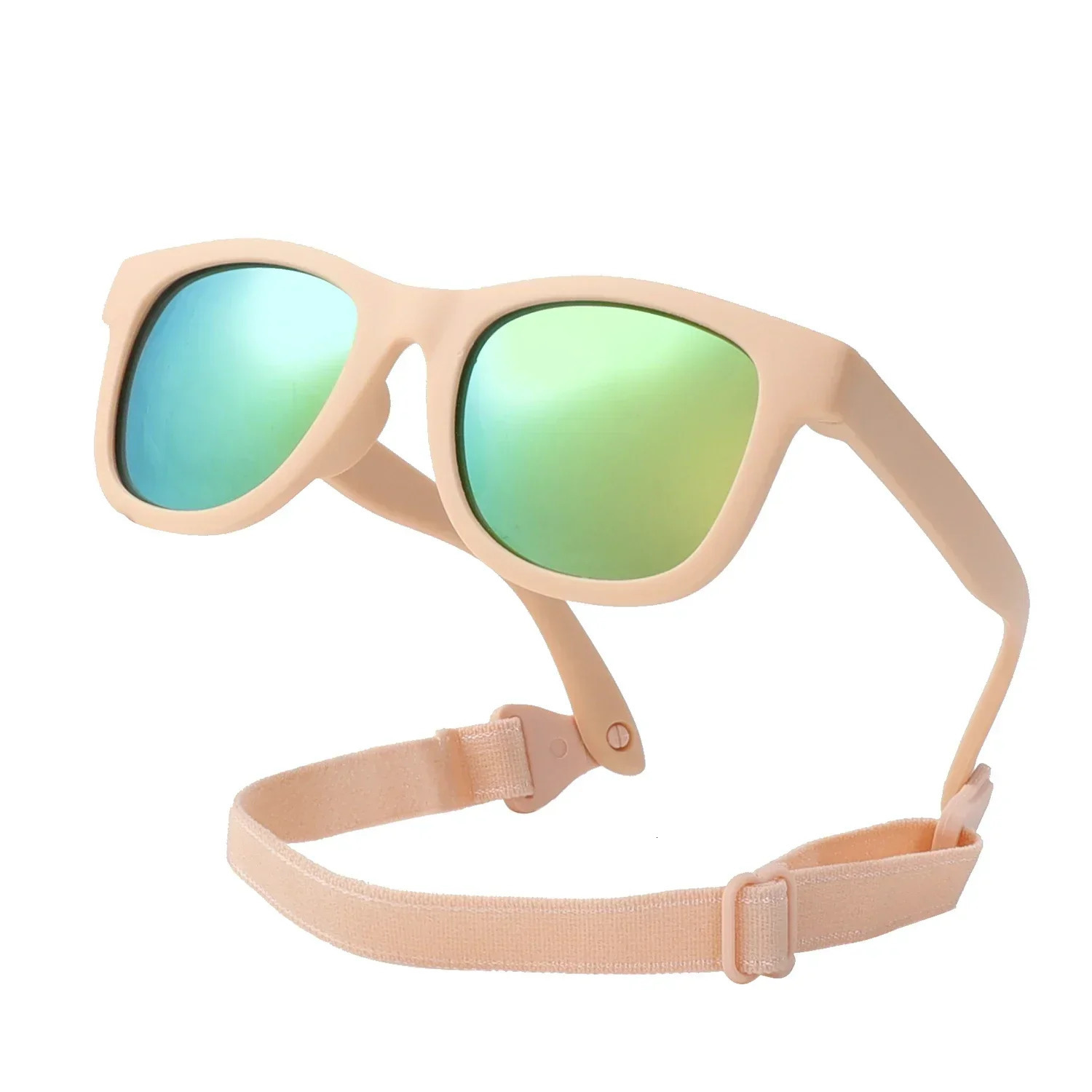 Polarized sunglasses for infants aged 0-24 months with belt high-quality square silicone frame UV400 lenses suitable for both boys and girls 250403