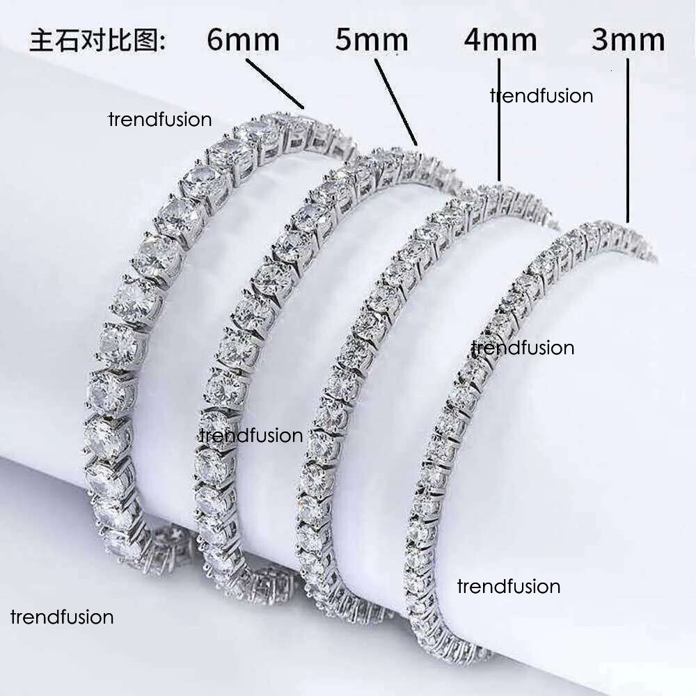 HipHop Jewelry ice out 3mm 4mm 5mm 6mm sterg sier VVS Moissanite Dia Tennis k Chain Bracelet Necklaces