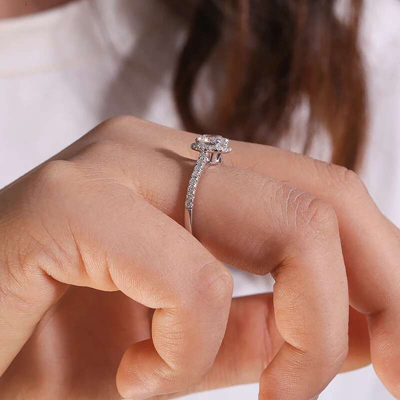 IGI CVD HPHT Lab Grown Diamond 14k Gold 1.0Carat Brilliant Diamond Halo Engagement Rings For Women Girls Promise Gift Jewelry