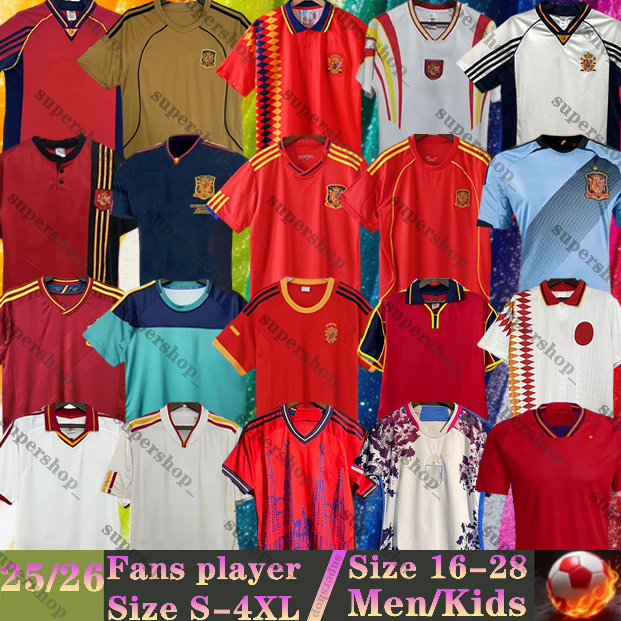 02 08 10 12 Spain Final Retro Soccer Jersey 92 94 96 98 PIQUE PUYOL R.HIERRO A.INIESTA RAUL Espana DAVID VILLA XAVI GUERRERO GUARDIOLA Espagne Long sleeve Football shirts