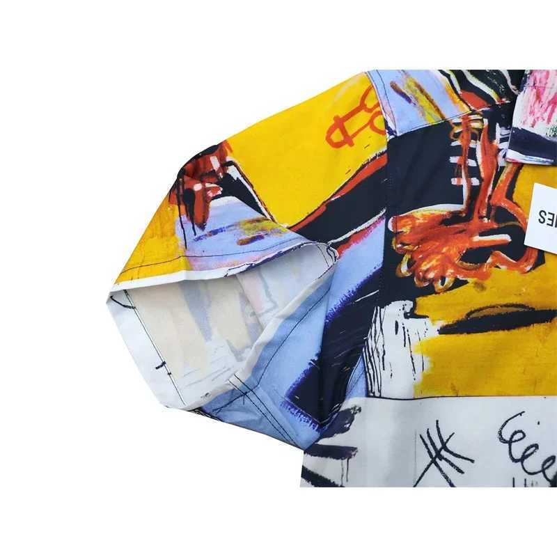 Outdoor leisure top T-shirt WACKO MAR Hawaiian beach shirt mens artist street graffiti quick drying lapel short sleeved shirt X250410