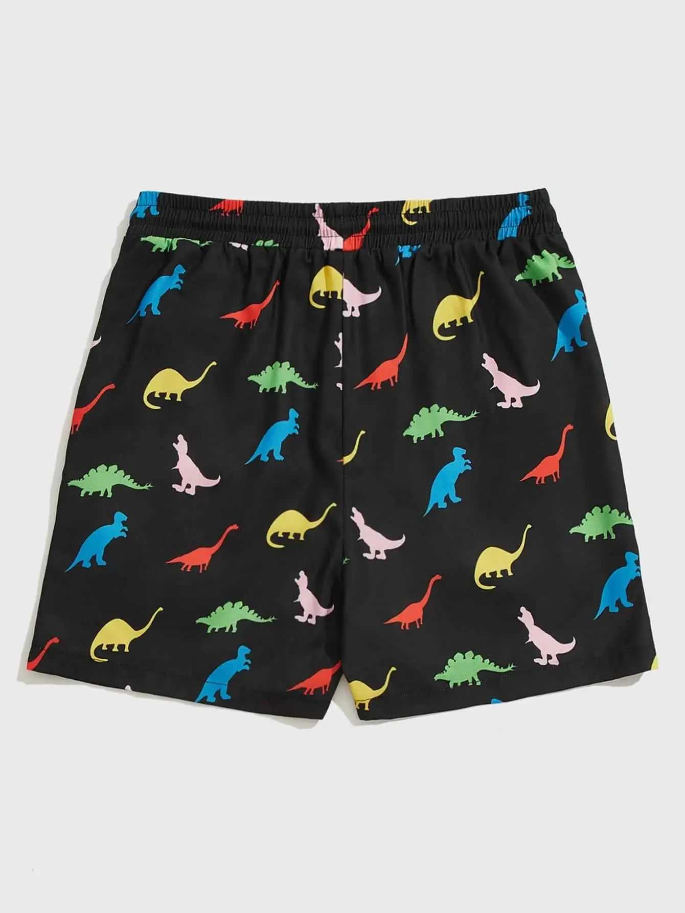 Mens beach shorts with dinosaur pattern 3D printed board summer swimming tree trunk elastic waist brushed Hawaiian styleW250410