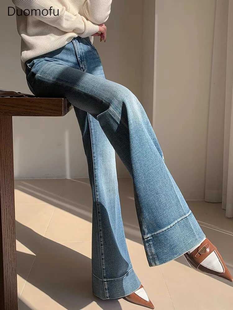Duomofu Vintage Chic Washed Loose Simple Female Jeans Autumn Classic High Waist Slim Fulllength Fashion Casual S-XL Women Jeans C251110
