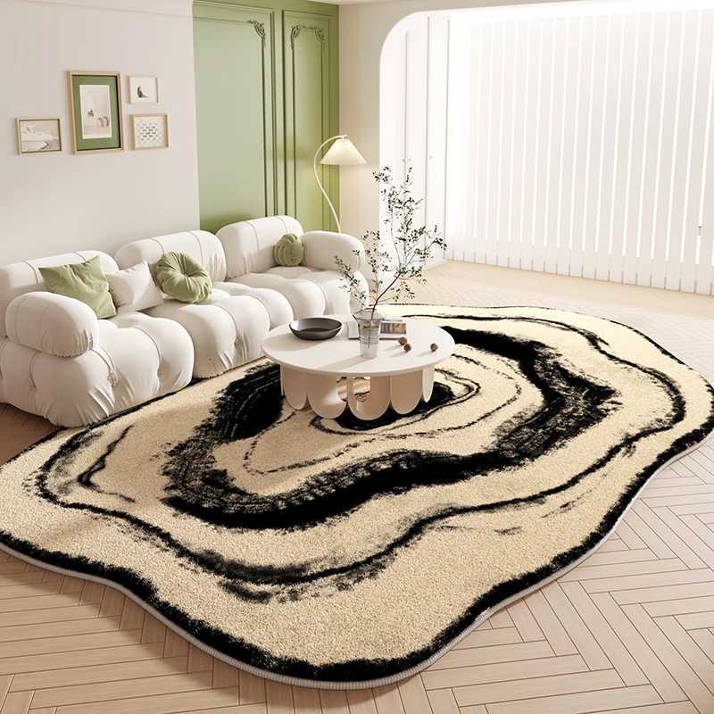 Cream Style Bedroom Decor Carpet Irregular Shapes Carpets for Living Room Thick Anti-slip Bedside Floor Mat Home Fluffy Soft Rug Y251110