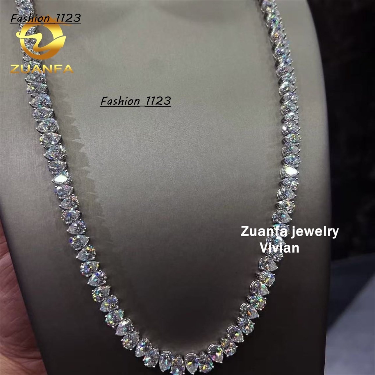 925 Sterling Silver Hip Hop Pass Diamond Tester Fashion GRA Certificated Cross Moissanite Tennis Chain Necklace