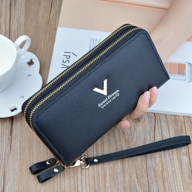 Large Capacity Zipper Wallet Women Long Purse Fashion Ladies Clutch Envelope Bag PU Leather Mobile Phone Multi-card Coin Purse R251110