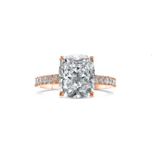 14k White Gold Ring EF total 3ct Carat Cushion Cut Lab Created Diamond IGI Certificate CVD HPHT Gift For Lady Couple