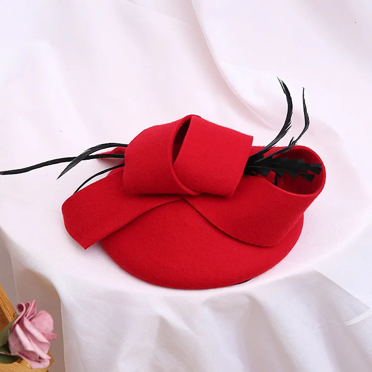 Lady Chic Fascinator Irregular Pillbox Cap Fashion Cloche Hats Woman Felt Beret Party Formal Fedora Church 100% Wool Headpiece 250409