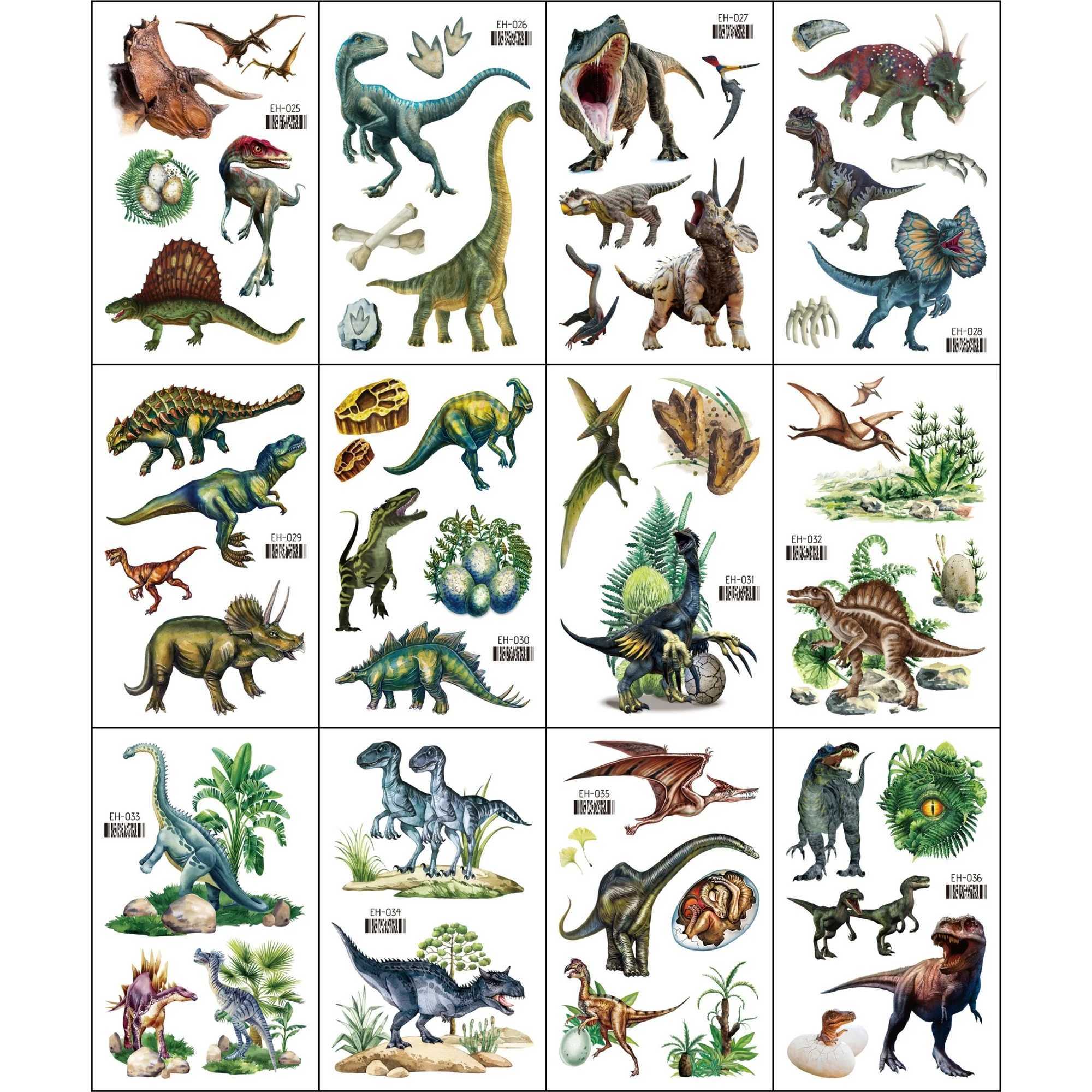 12 3D dinosaur temporary tattoo dinosaur waterproof real T-Rex tattoo stickers boys and girls birthday party discount W250410