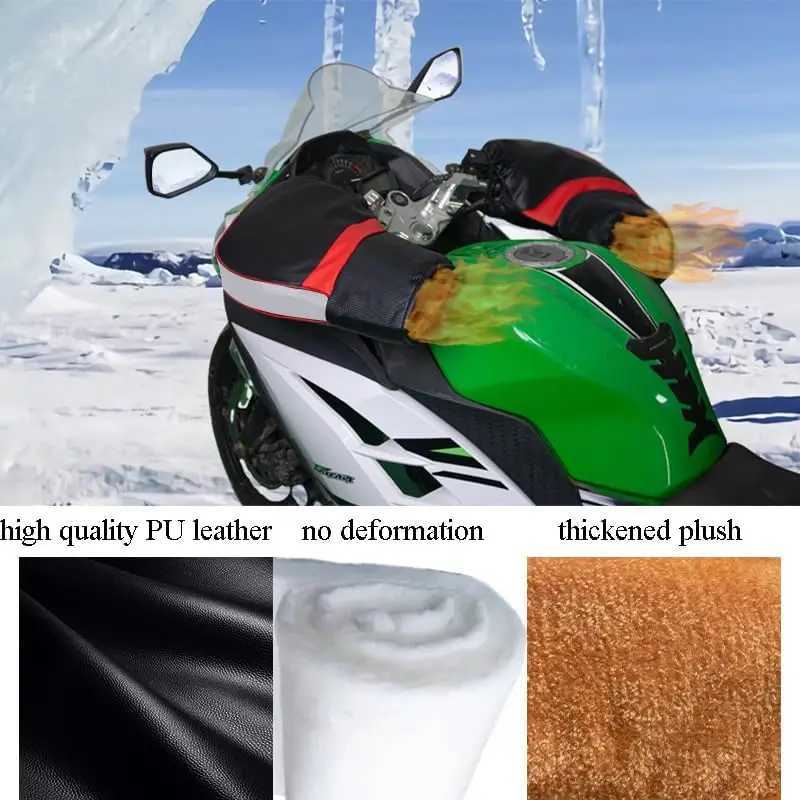 Protective Motorcycle Handlebar Gloves Muffs Thick Warm Rainproof Winter Warmer Universal Fit Scooter Bike Guantes Windproof S25118