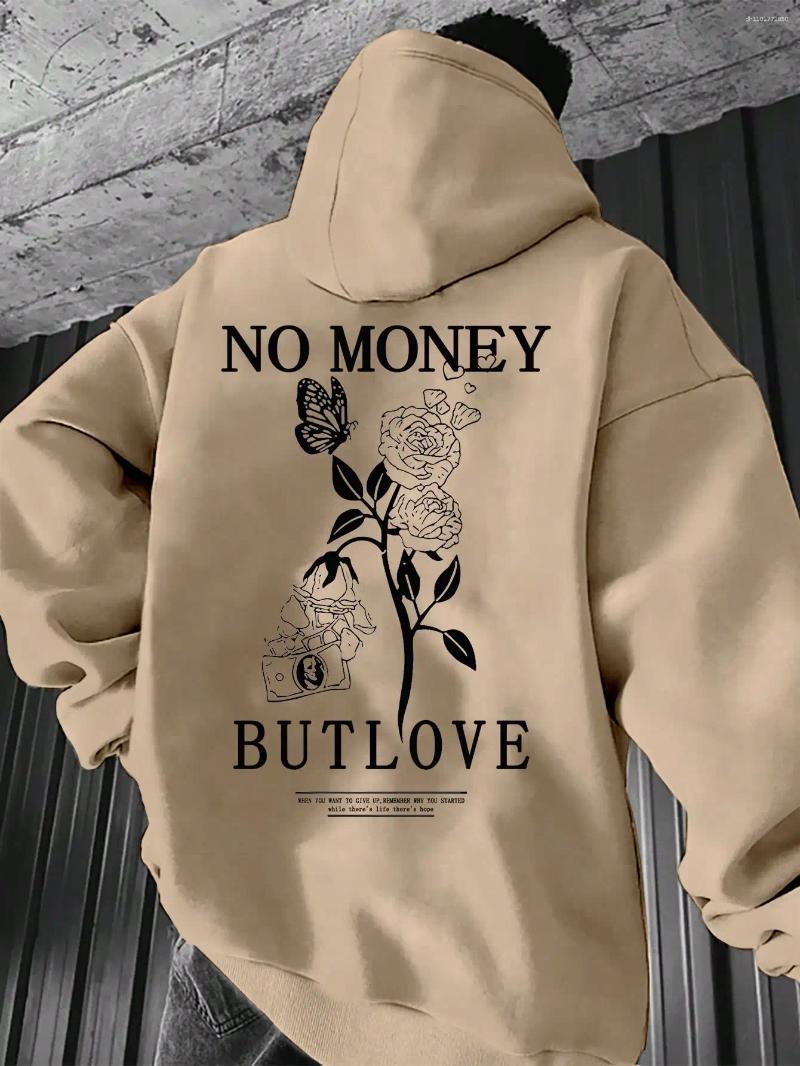 Men's Hoodies Fashionable Spring And Autumn Couple Style Hoodie Jacket Loose Floral Letter Print Hooded Fleece Sweatshirt S-3XL