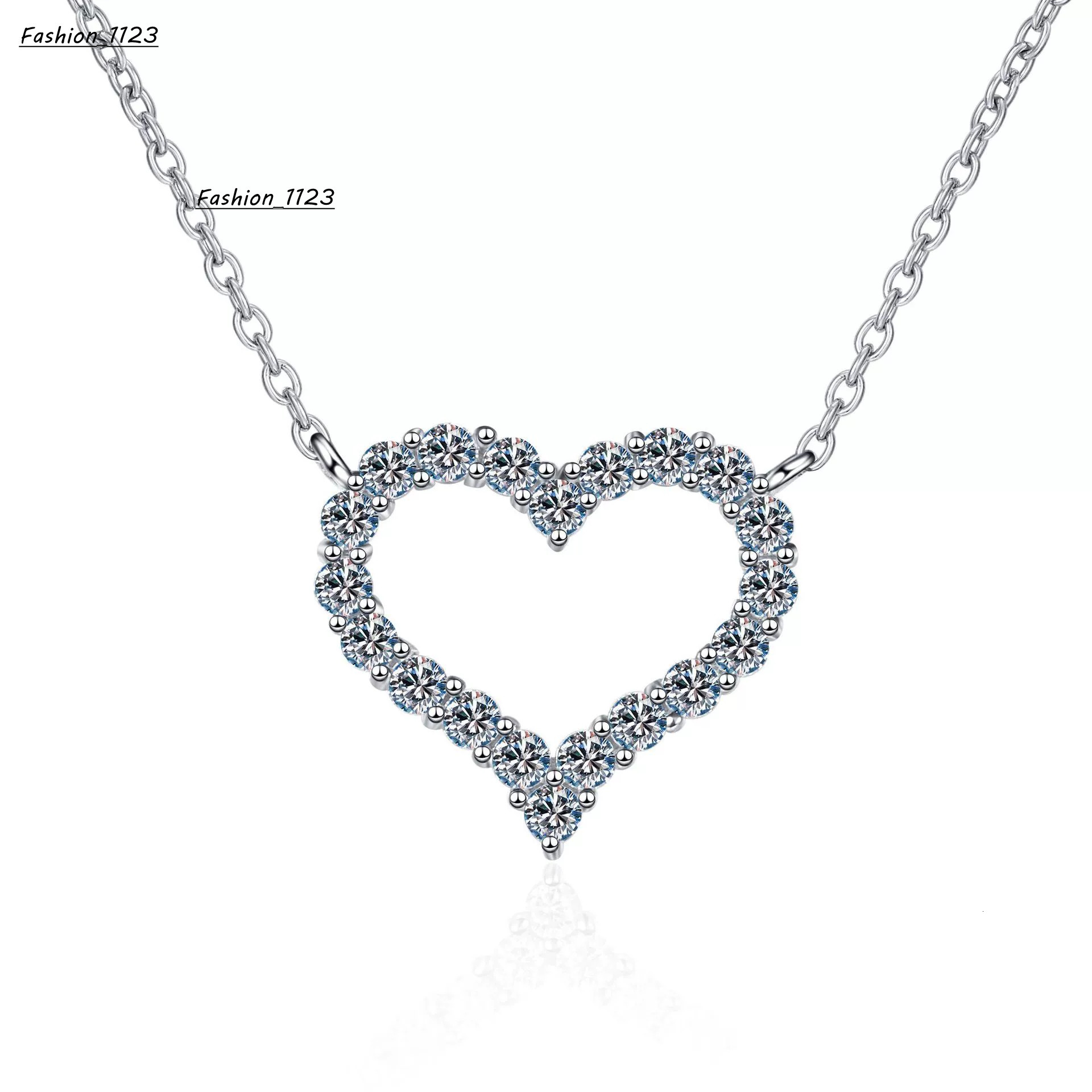 OAHLAN Fine Jewellery Adjustable Heart Shaped S925 Sterling Silver Moissanite Necklace for Women Girls Birthday Gift