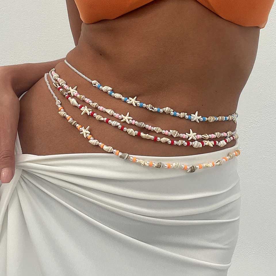 Ingemark Boho Simple Sea Star Conch Seed Waist Belly Chain Used for Warm Summer Beach Bikini Festival Y2K Body Jewelry Gift X250410