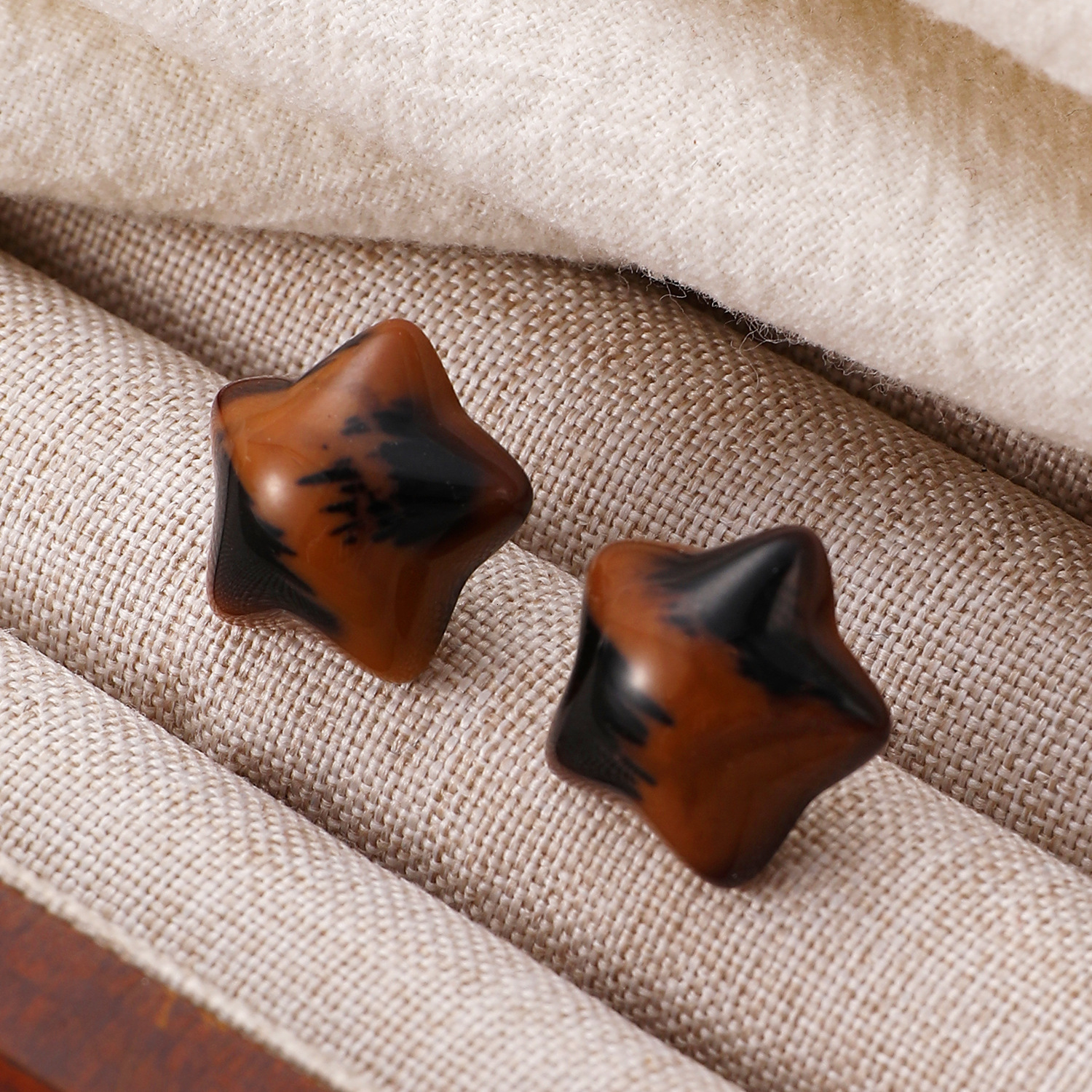 Acrylic Leopard Print Versatile High-End Coffee Color Autumn Winter Melad Style Stud Earrings for Women