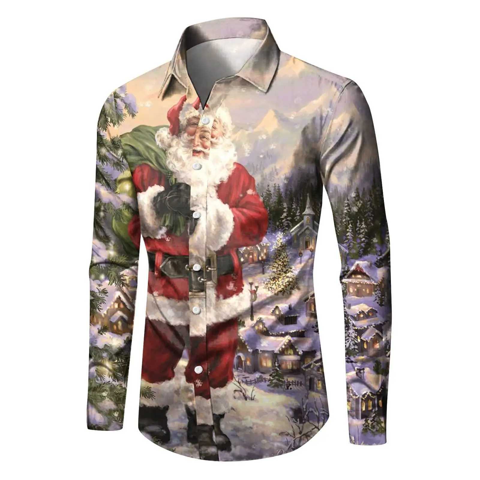 Christmas element Mens Long Sve Shirt Santa Claus Funny 3D Celebration Merry Christmas Party Top Unisex Clothing Q251110