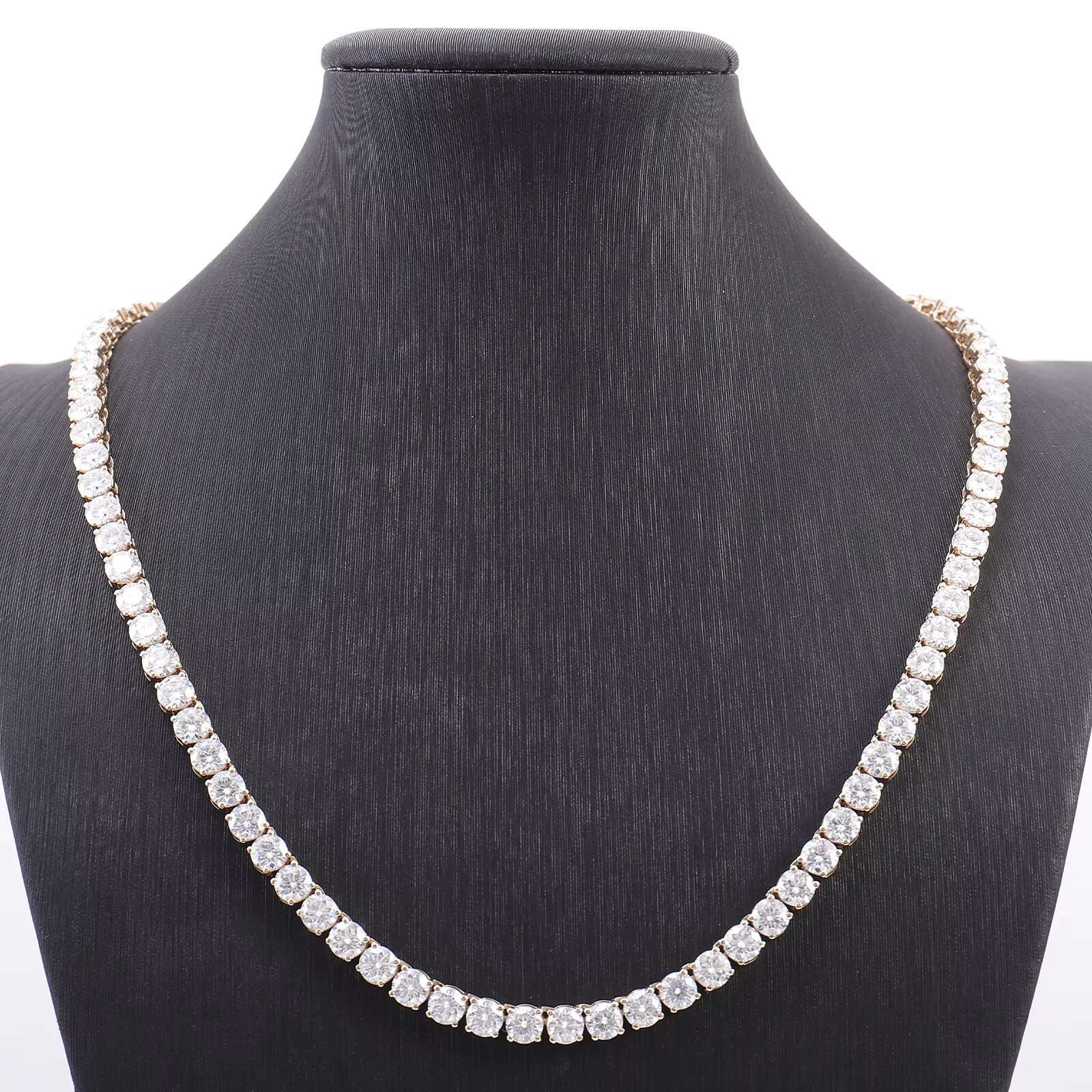 Wholesale custom size tennis original 10K gold round DEF VVS moissanite diamond hip hop tennis necklace for women tennis