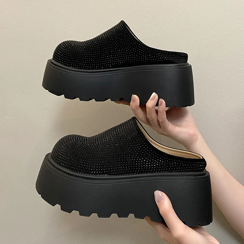 Flats Platform Women Mules Shoes Crystal Slippers Summer Fashion Woman Sandals Running Flip Flops Slingback Casual Shoes 251107