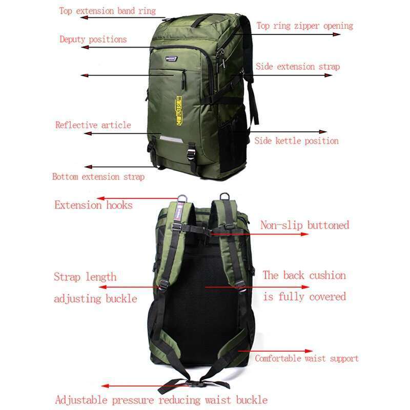 80L 50L Men's Outdoor Climbing Travel Rucksack Sports Camping Hiking Backpack School Bag Pack For Male Female Women
