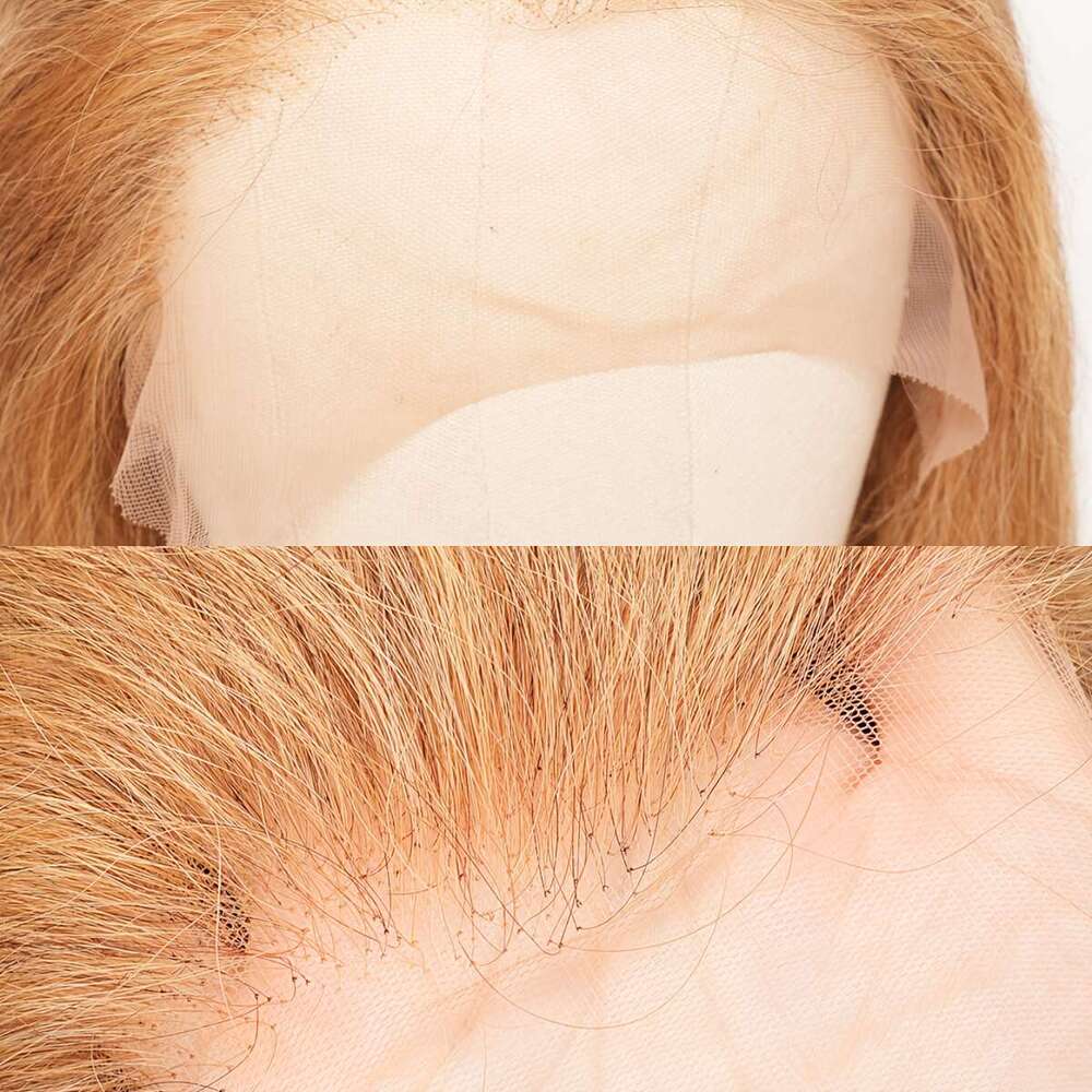 Straight Front #27 Wig HD Transparent Lace Frontal For Women Natural Hairline 180% Density Honey Blonde Human Hair Wigs