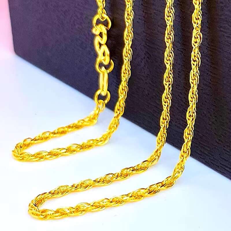 18K Gold Rope Chain Womens Wedding Engagement Gold Necklace Real Gold Chain Factory Wholesale Customization Pendant Usage Chain