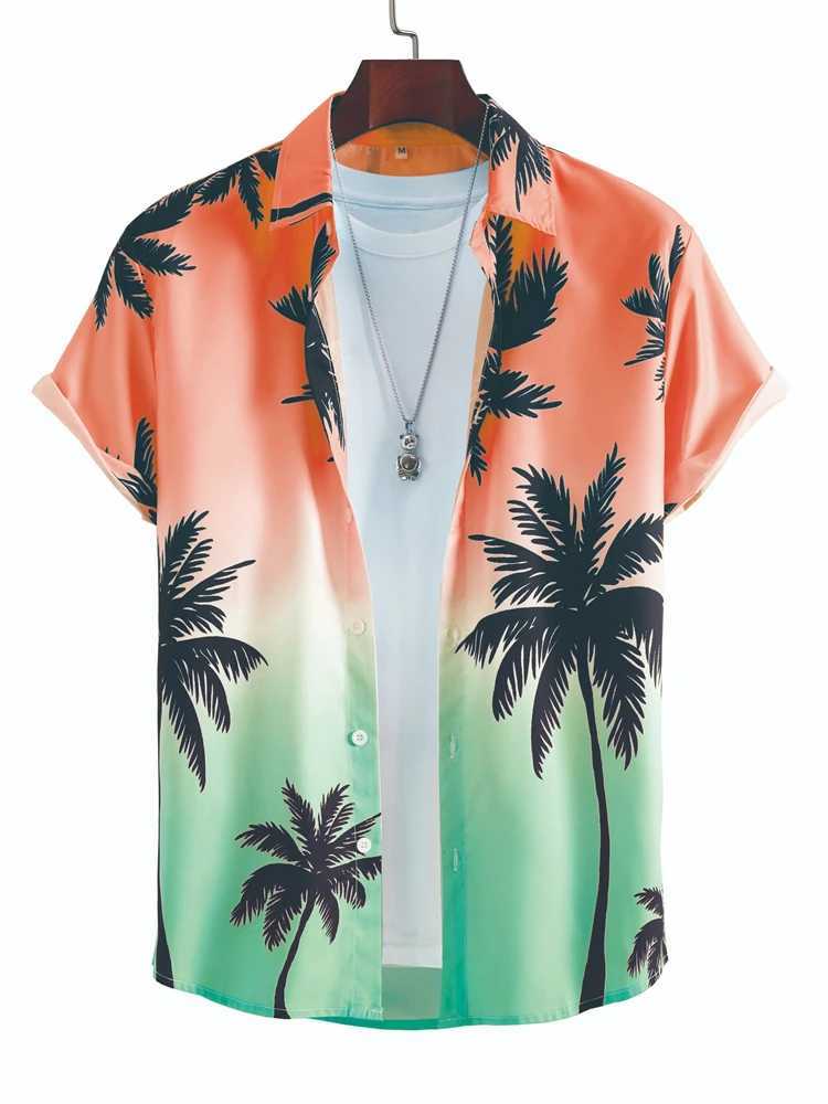 Hawaiian mens summer outdoor beach mens short sleeved city shirt daily casual mens street shirt fashionable mens shirt X250410