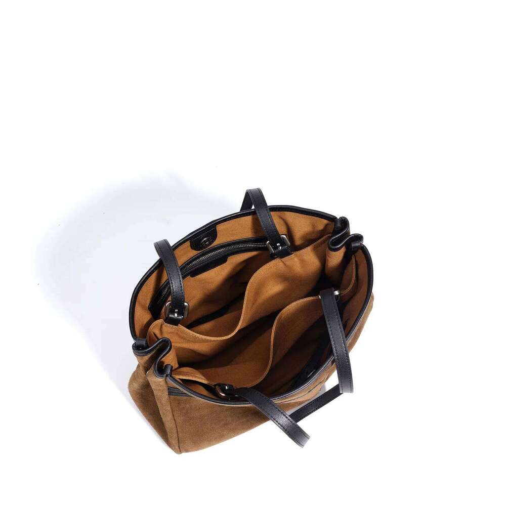 New Women's Bag Matte Cowhide Leather Vintage Niche Design Large Capacity Tote Stylish Top-Handle Commuter Handbag For Work Suotong1110