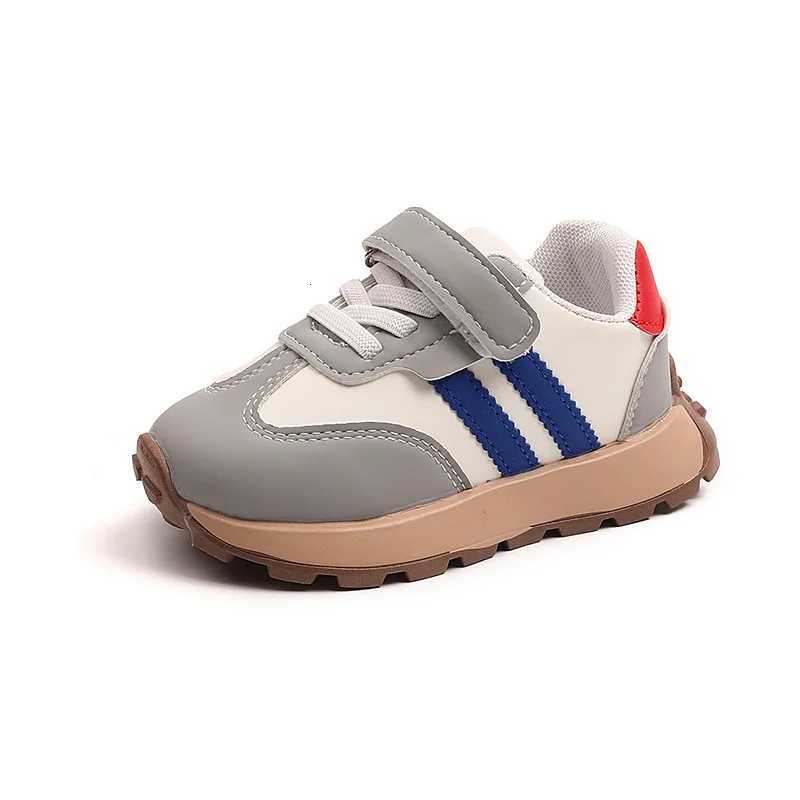 2024 New Spring Fall Sport Shoes for Boys Fashion Patchwork Stripes Dad Sneakers for Girls Black Khaki Gray Kids Trainers H08034T251110