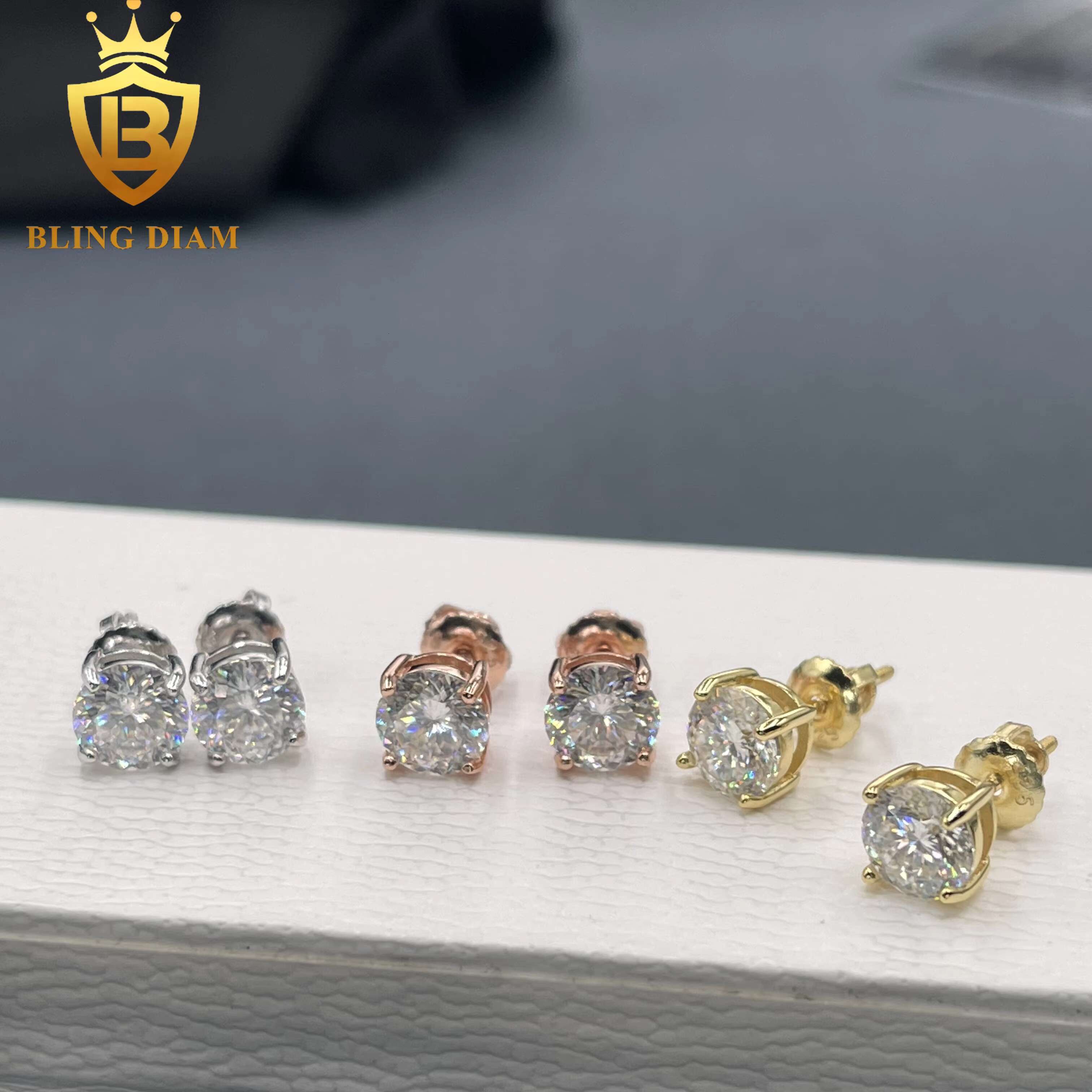 6.5mm Fine Jewelry Iced Out Jewelry Solid 925 Sterling Silver VVS Moissanite Pass Diamond Tester Earrings Women