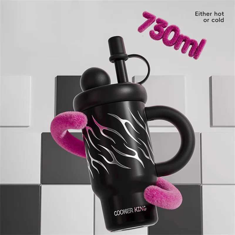 Fashionable cup 730ml Insated Bottle Stainless Steel Thermos Cup with StrawHandle Leak-proof Thermal g Portable Drinkware Cup Y251110