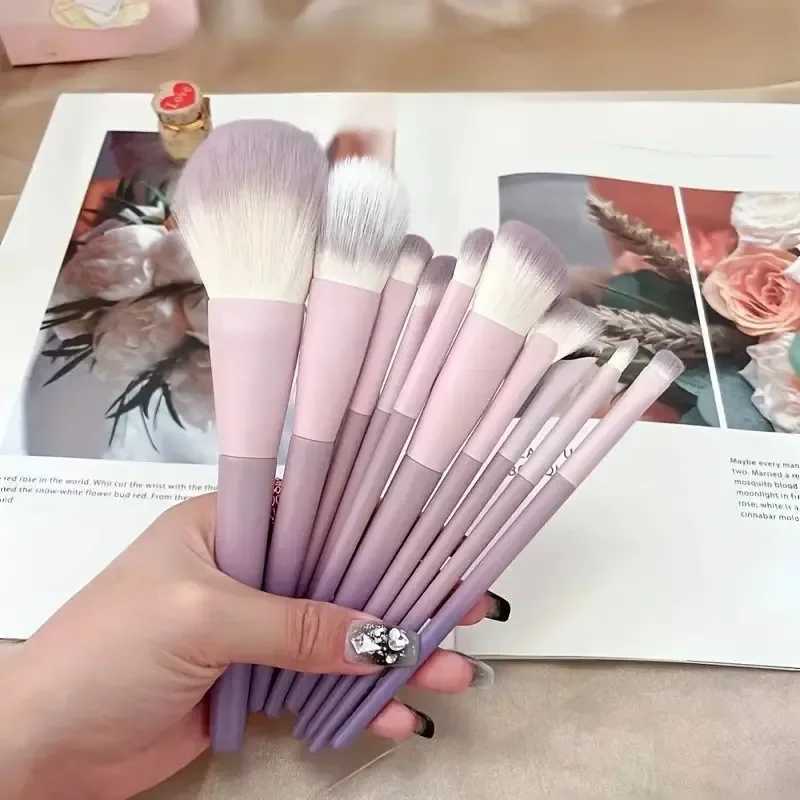 10Pcs Pink Purple Gradient plastic handle makeup brush powder brush foundation make-up brush concealer brush L251110