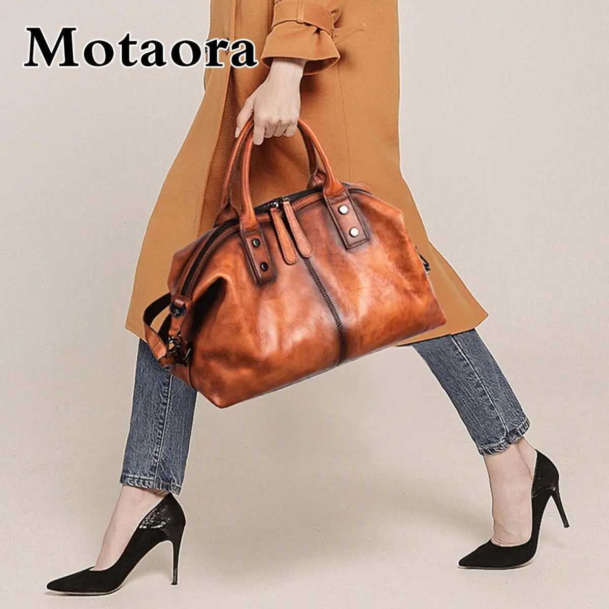 MOTAORA Genuine Cowhide Leather Womens Hobo Bag Hand Painted Vintage Large Capacity Top Handle Shoulder Bag Purse Designer Bags K251110