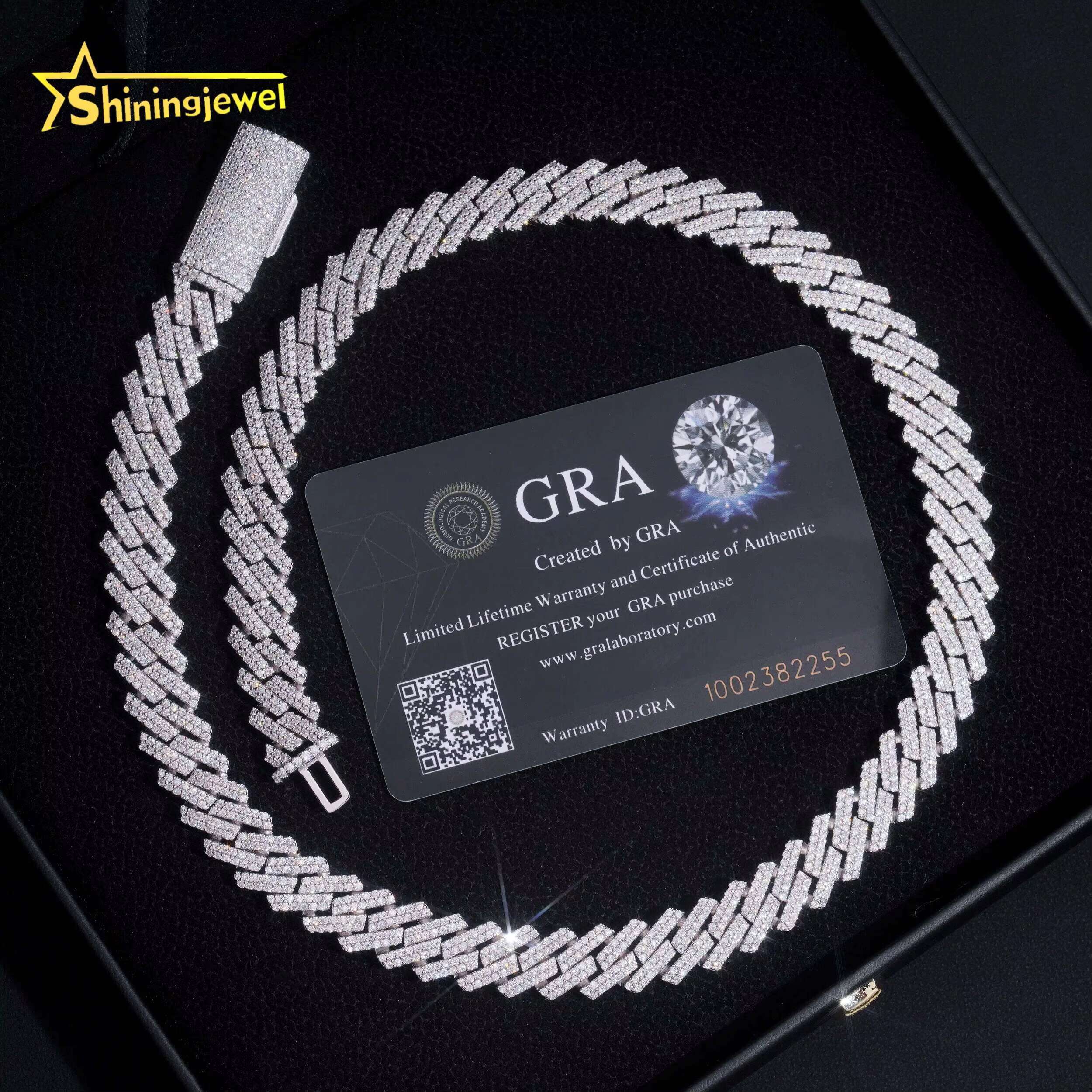 Fine Jewelry 925 Silver 12MM 2 Rows Moissanite Miami Cuban Link Chain Men Iced Out Hip Hop VVS Moissanite Chains Necklace