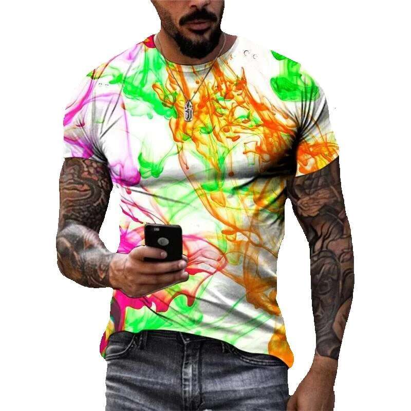 Men's graffiti painting printed Haruku clothing, personality, street fashion, hip-hop T-shirt, Y2K top, 2025