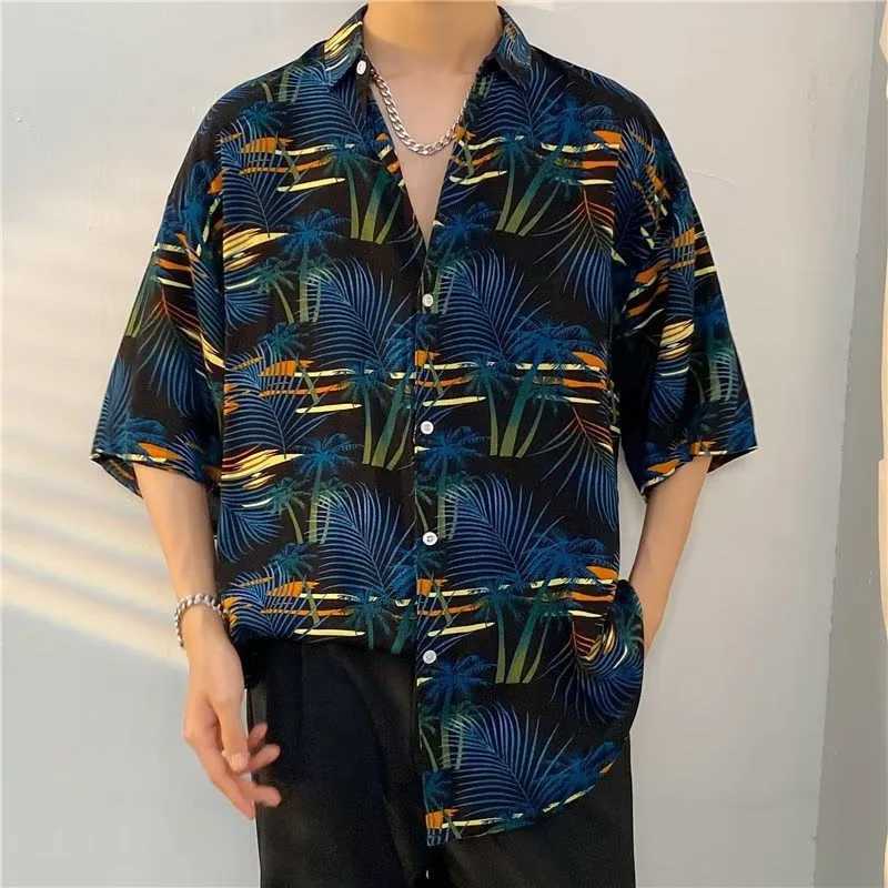 Tiki Hawaiian Mens Summer Casual Button Collar Beach Short sleeved Shirt X250410