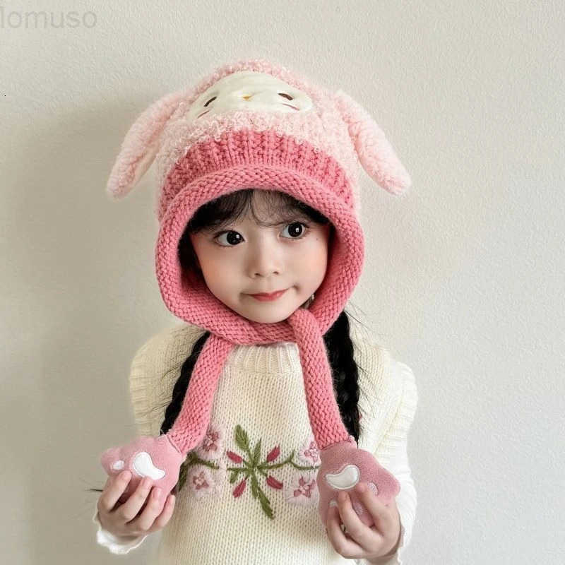 Sanrio kuromi cartoon cute knitted hat creative Kawaii girls winter thickened warm windproof ear protection hat gift wholesale H251110