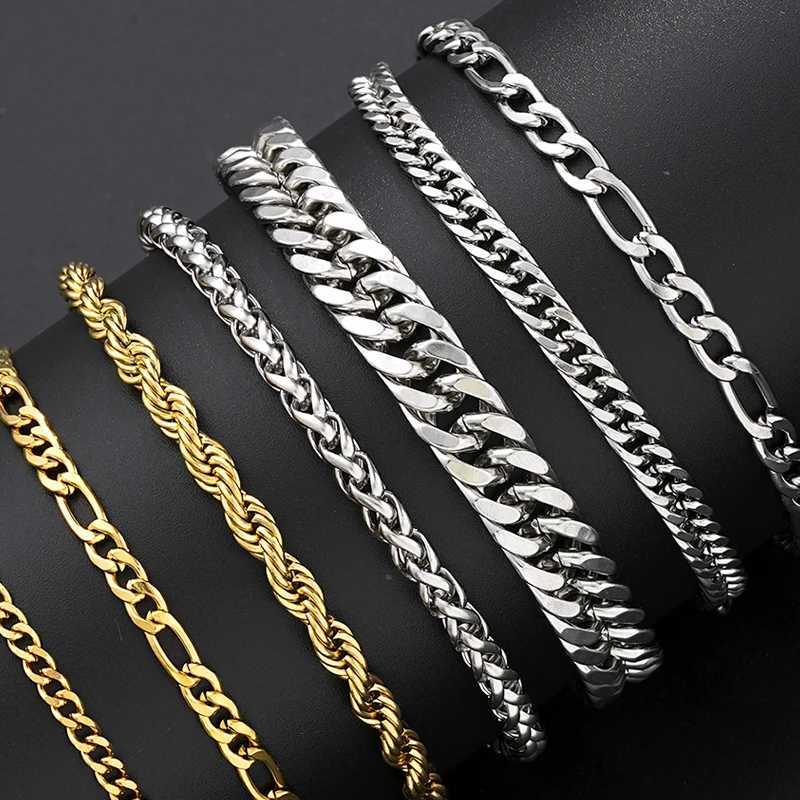 7Pcs/Set Stainless Steel Cuban Bracelets for Women Vintage Punk Gold Silver Color Twist Chain Bracelets Set Trendy Party JewelryT251110
