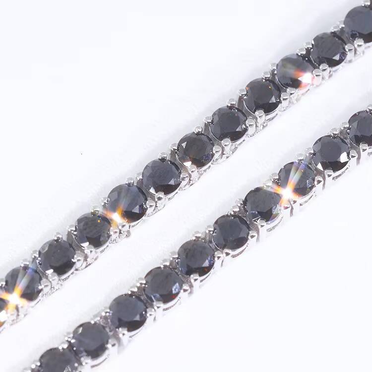 Factory Price Silver with Gold Plated VVS Black Moissanite Diamond Tennis Chain for Hip Hop Jewelry