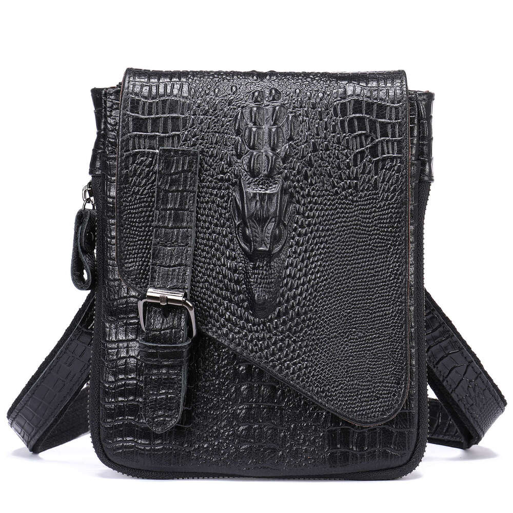Bestselling Top Layer Cowhide Crocodile Pattern Flap Business Shoulder Crossbody Men S Light Luxury Leather Bag High Quality