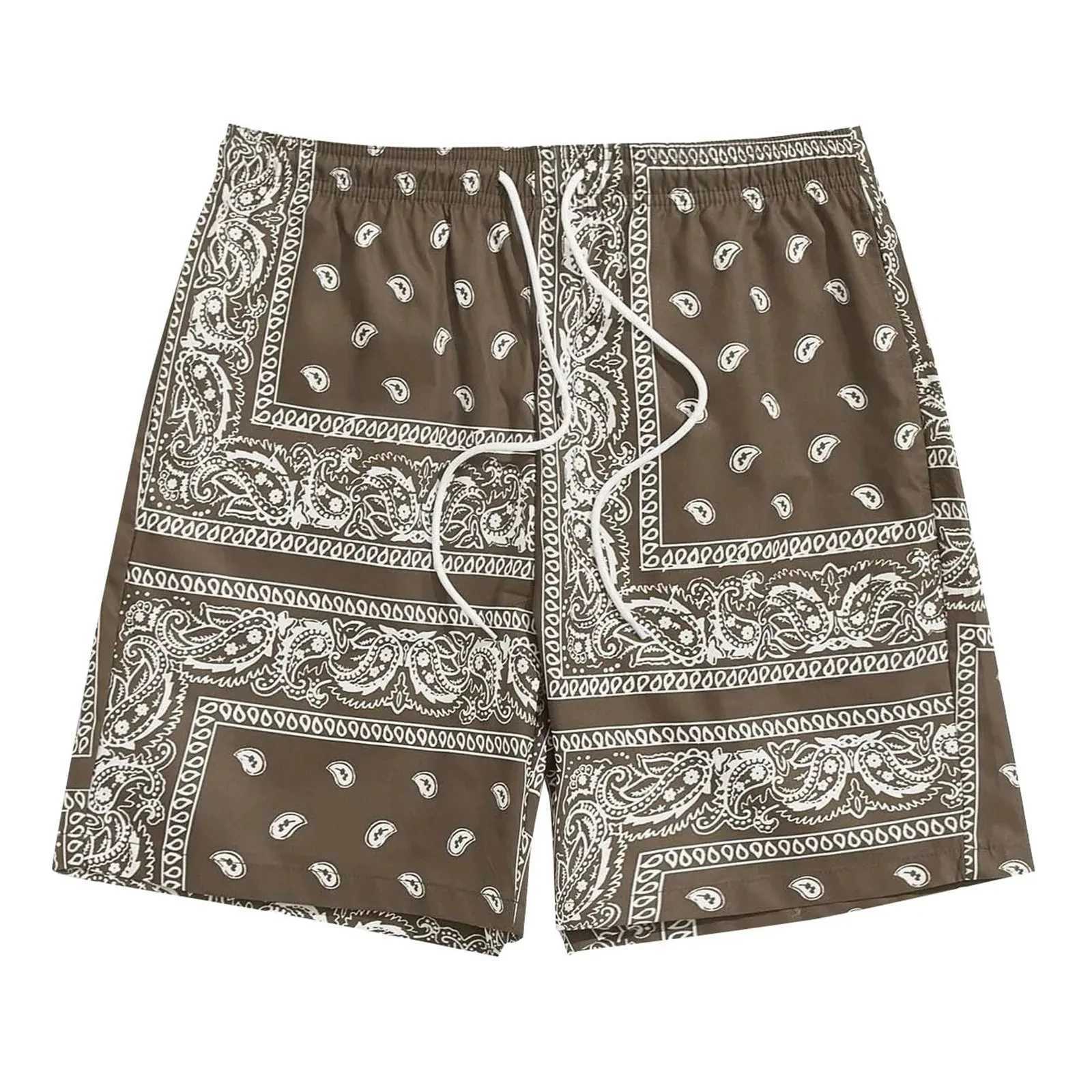 3D mens printed shorts plus size mens bohemian drawstring waist Paisley printed summer beach shorts X250410