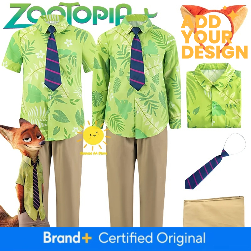Disney Zootopia BEAST KINGDOM Wilde Costumes Zootopia Cosplay Summer Shirt Tie Nick Suits Halloween Carnival Cos Adult Unisex Gifts