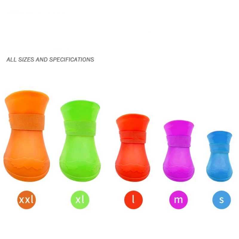New Arrival 4 pieces of waterproof and anti slip rubber boots for pets suitable for small medium and large dogs cats outdoor shoes dog ankle boots and